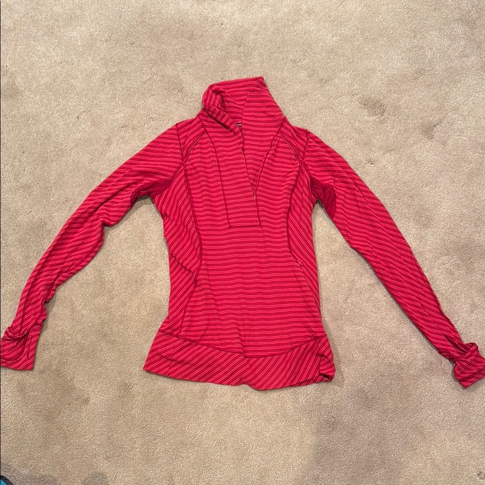 lululemon athletica Crimson Striped Long Sleeve Top
